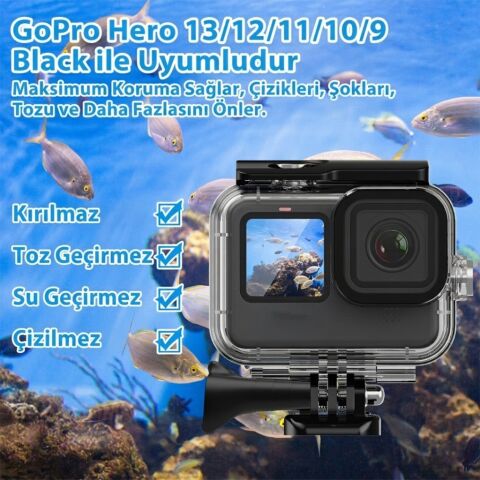Sanger Hero 9-10-11-12-13 Uyumlu 30M Su Geçirmez Sualtı Housing Kılıfı