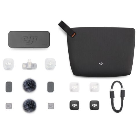 DJI Mic Mini 2 İkili Kablosuz Yaka Mikrofon Seti Mobil Alıcılı (2 TX + 1 Mobile RX + Şarj Kutusu)