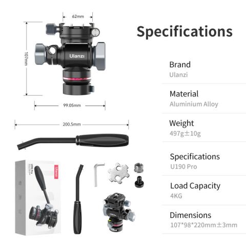 Ulanzi U190 Pro Fluid Video Tripod Başlığı E009GBB1