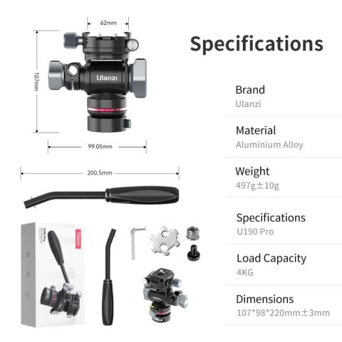 Ulanzi U190 Pro Fluid Video Tripod Başlığı E009GBB1