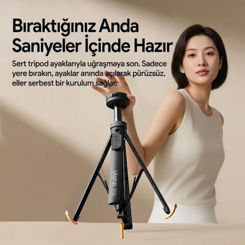 Ulanzi MT85 Otomatik Açılır Manyetik Telefon Tripodu ve Selfie Stick 150cm - T122