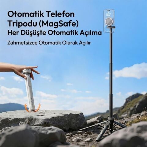 Ulanzi MT85 Otomatik Açılır Manyetik Telefon Tripodu ve Selfie Stick 150cm - T122