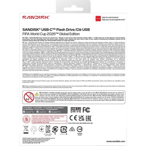 SanDisk 128GB USB-C 3.2 Gen 1 Flash Drive FIFA World Cup 2026 Global Edition - SDCZIA-128G-G46
