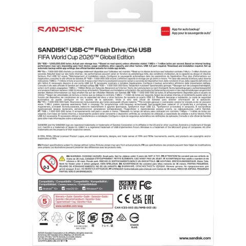 SanDisk 128GB USB-C 3.2 Gen 1 Flash Drive FIFA World Cup 2026 Global Edition - SDCZIA-128G-G46