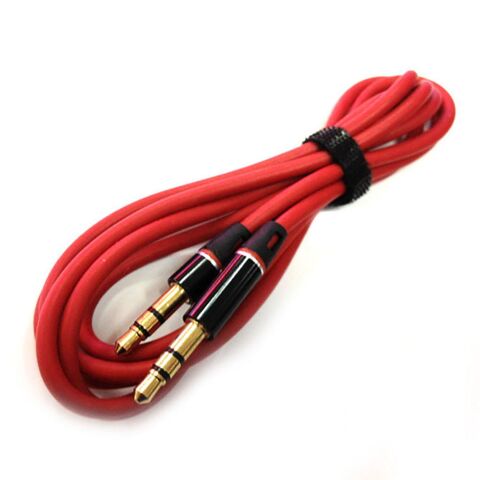 İnce Uçlu Kaliteli Aux Kablo 1m Kırmızı