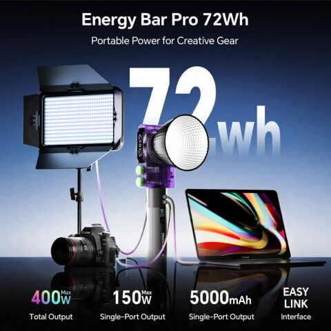 Photoolex Energy Bar Pro 72Wh Taşınabilir Güç Ünitesi ve Kamera Rig Bataryası - TF-PH-052GR-S