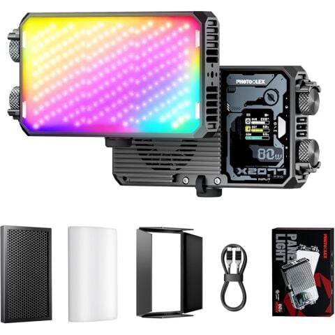 Photoolex X2077 Pro 80W RGB Profesyonel Video Fotoğraf LED Panel Işık - LS-123