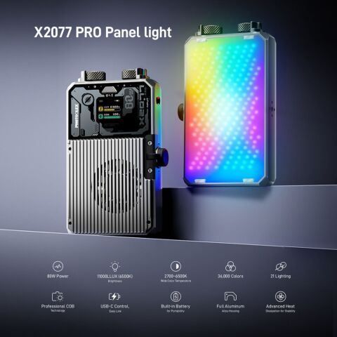Photoolex X2077 Pro 80W RGB Profesyonel Video Fotoğraf LED Panel Işık - LS-123