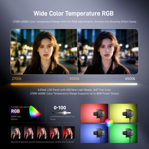 Photoolex X2077 Pro 80W RGB Profesyonel Video Fotoğraf LED Panel Işık - LS-123