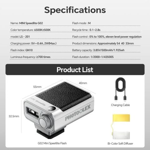Photoolex G02 Retro Mini Speedlite Kamera Flaşı - LS-201
