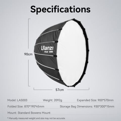 Ulanzi 90cm Bowens Mount Parabolic Softbox L055