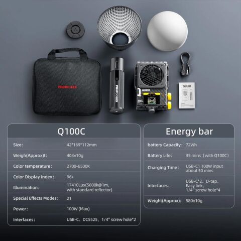Photoolex Q100C 100W RGB COB LED Işık - Q100C-RGBCOB
