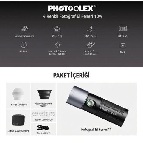 Photoolex 10W Video Spot Işığı - 10W4C