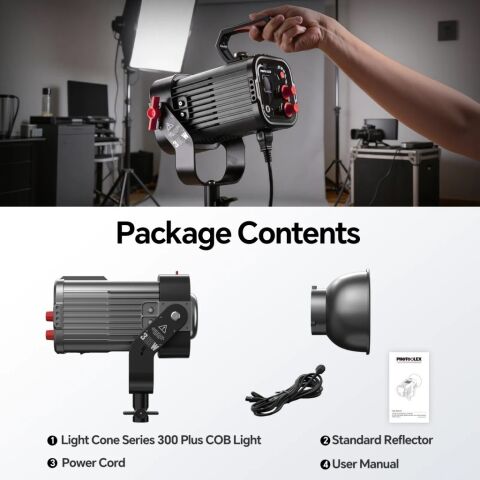 Photoolex CONE 300W Plus COB Profesyonel Video ve Stüdyo Işığı - TF-LS-062PL