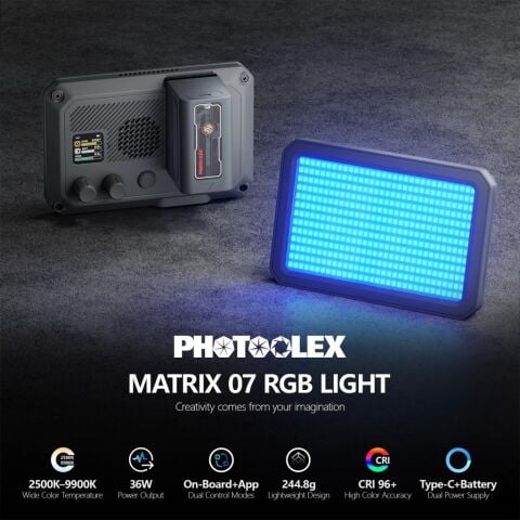 Photoolex Matrix 7 RGB 7 İnç 36W Profesyonel Video Fotoğraf ve Canlı Yayın LED Panel Işık - LS-174-01