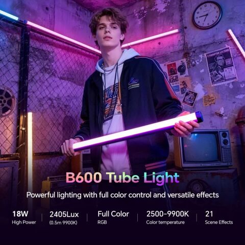 Photoolex B600 60 cm 18.5W APP Kontrollü RGB Tube LED Işık - LS-157-PL