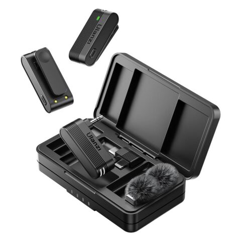 Ulanzi A100 İkili Kablosuz Yaka Mikrofonu (Type-C ve 3.5mm TRS)