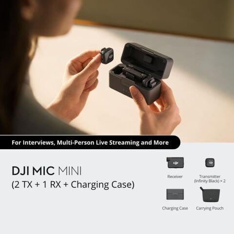 DJI Mic Mini 2 Kişilik Kablosuz Yaka Mikrofonu (2TX+1RX+CC)