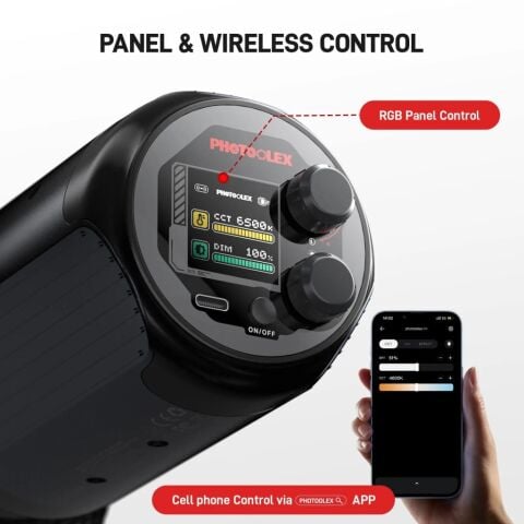 Photoolex Q40C 40W APP Kontrollü RGB Taşınabilir COB Video Işığı - LS-199PL