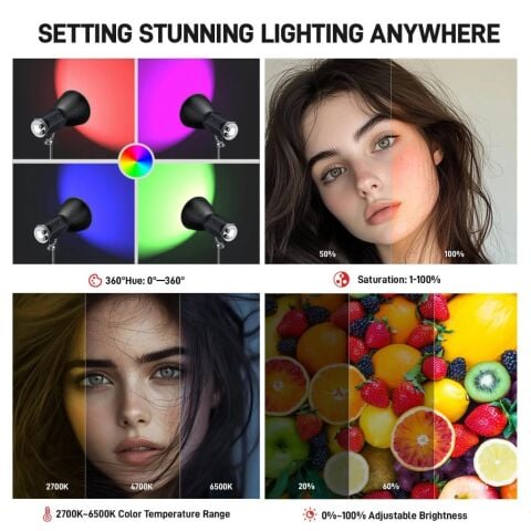 Photoolex Q40C 40W APP Kontrollü RGB Taşınabilir COB Video Işığı - LS-199PL
