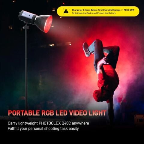 Photoolex Q40C 40W APP Kontrollü RGB Taşınabilir COB Video Işığı - LS-199PL