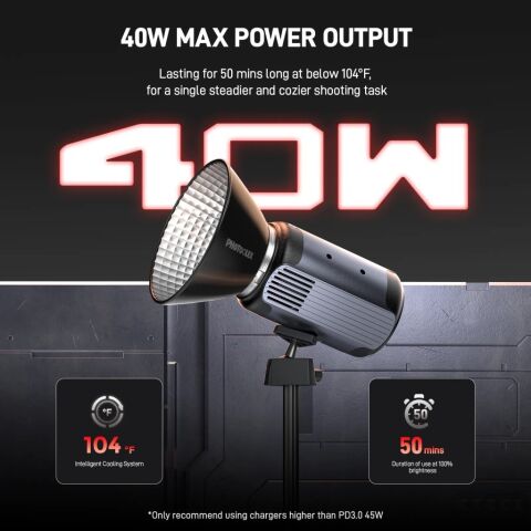 Photoolex Q40C 40W APP Kontrollü RGB Taşınabilir COB Video Işığı - LS-199PL