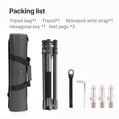Ulanzi MT-61 Carbon Fiber Hafif Taşınabilir Travel Tripod Monopod
