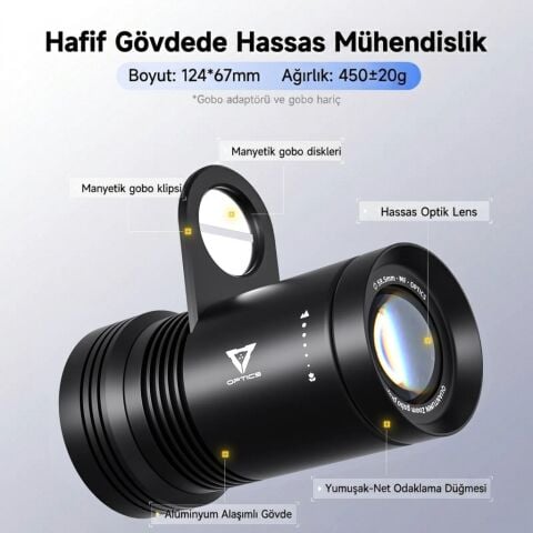 Photoolex Quantum Zoom Gobo Projektör III Işık Efekti Aparatı - PH-314-PL