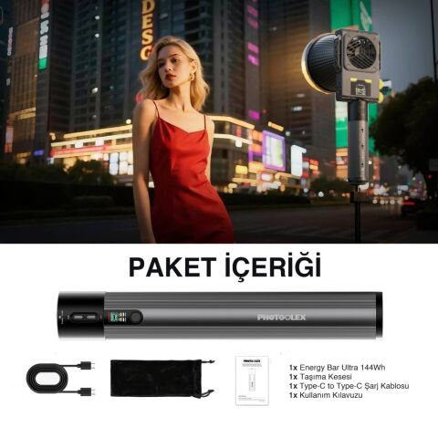 Photoolex Energy Bar Ultra 144Wh Taşınabilir Güç Ünitesi ve Kamera Rig Bataryası - TF-PH-051GR-PL