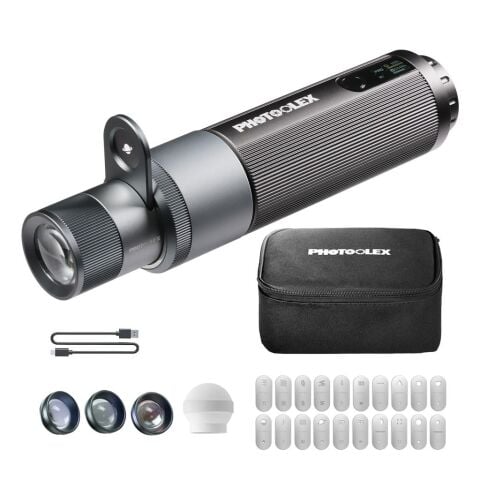Photoolex Zoom Light Pro 12W RGB LED Spotlight Gobo Fotoğraf Işığı - TF-LS-083FS-G-PL
