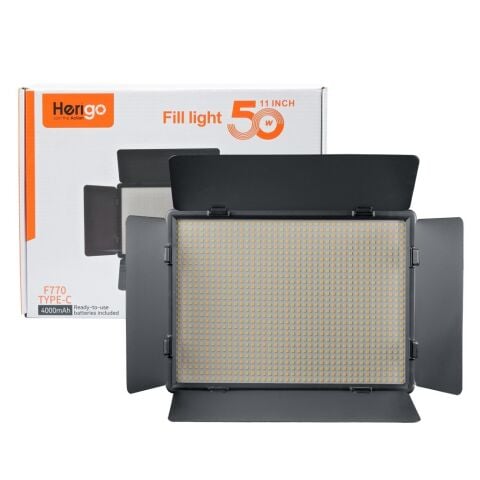 Herigo HR-LED1120 11'' 50W LED Panel Işık LED 2700K-6500K CRI 96+ Barndoor Dolgu Işığı