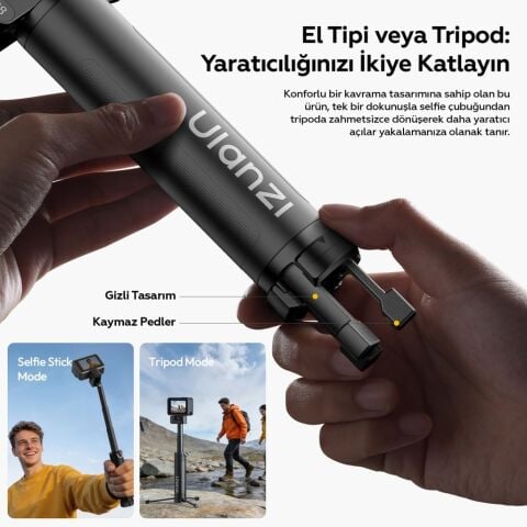 Ulanzi MT98 Katlanabilir Selfie Stick Tripod 57cm 360 Kamera Uyumlu - S054