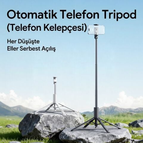 Ulanzi MT86 Otomatik Açılır Telefon Tripodu Selfie Çubuğu Siyah - S023