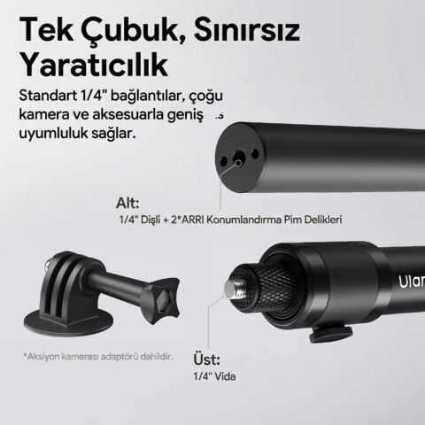 Ulanzi VL04 Aksiyon Kamera Uzatma Çubuğu Quick Release Selfie Stick - S026