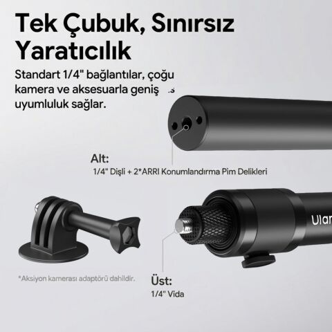 Ulanzi VL04 Aksiyon Kamera Uzatma Çubuğu Quick Release Selfie Stick - S026