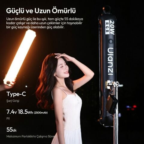 Ulanzi UA20C 20W RGB Şişirilebilir Manyetik LED Tüp Işık - L234