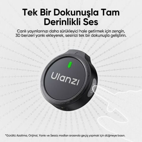 Ulanzi A21 2 Kişilik Kablosuz Yaka Mikrofonu AI Gürültü Azaltma Type-C Siyah Beyaz - A055