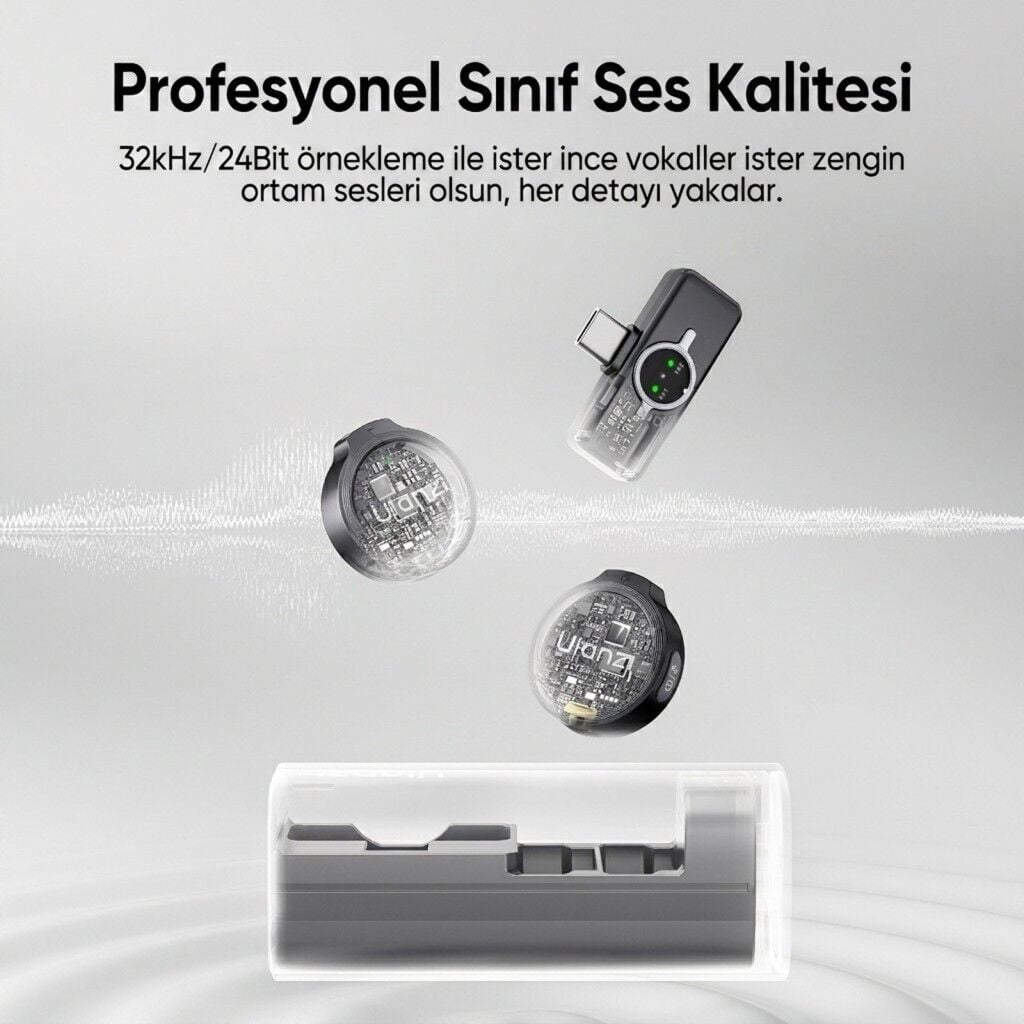 Ulanzi A21 2 Kişilik Kablosuz Yaka Mikrofonu AI Gürültü Azaltma Type-C Siyah Beyaz - A055