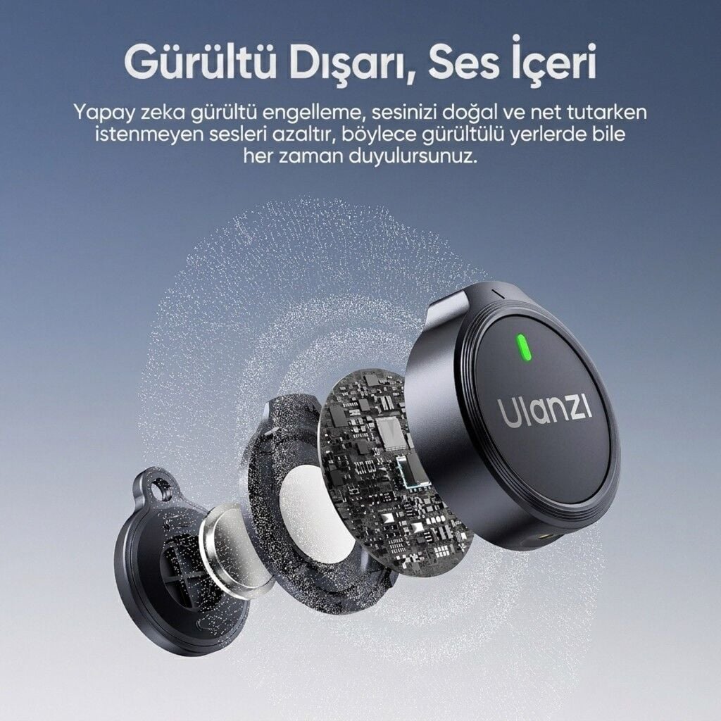 Ulanzi A21 2 Kişilik Kablosuz Yaka Mikrofonu AI Gürültü Azaltma Type-C Siyah Beyaz - A055