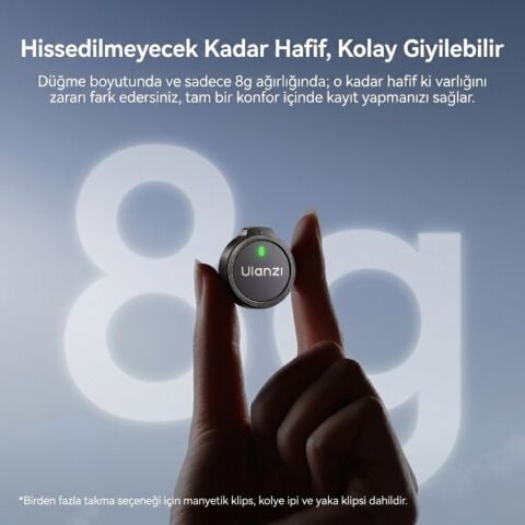 Ulanzi A21 2 Kişilik Kablosuz Yaka Mikrofonu AI Gürültü Azaltma Type-C Siyah Beyaz - A055