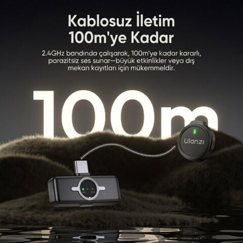 Ulanzi A21 2 Kişilik Kablosuz Yaka Mikrofonu AI Gürültü Azaltma Type-C Siyah Beyaz - A055