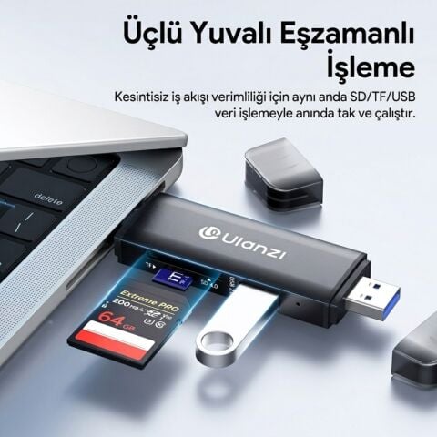Ulanzi CR3 3 İn 1 USB-C USB-A Kart Okuyucu SD MicroSD - X147