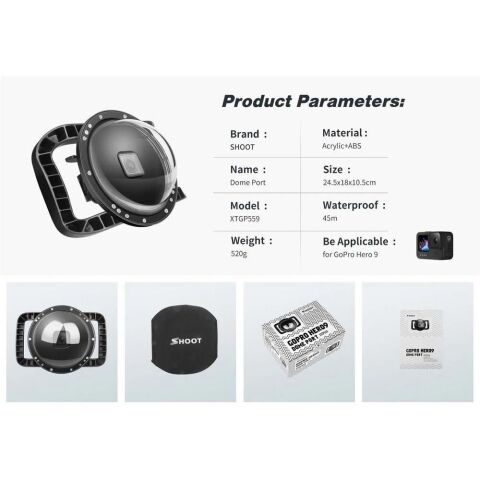 Shoot XTGP559 Gopro Hero 9 Su Altı Dome Port