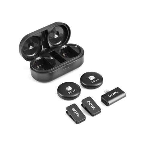 BOYA Omic-D Wireless İkili Yaka Mikrofonu Lightning (Siyah)