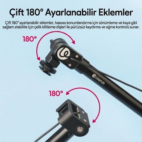Ulanzi ZJ08 Cold Shoe Mikrofon Uzatma Kolu Ayarlanabilir Boom Arm - S008