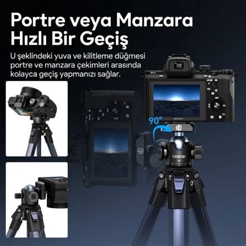 Ulanzi T100 UKA Quick Release Ball Head Tripod Başlığı - C062