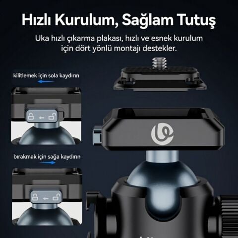 Ulanzi T100 UKA Quick Release Ball Head Tripod Başlığı - C062