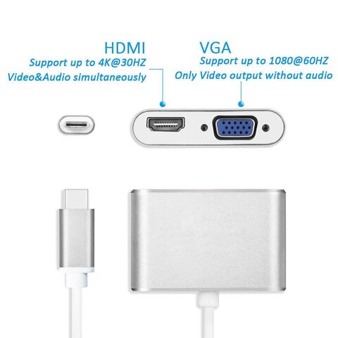 Type-c to VGA HDMI Çevirici 2 in 1 4K