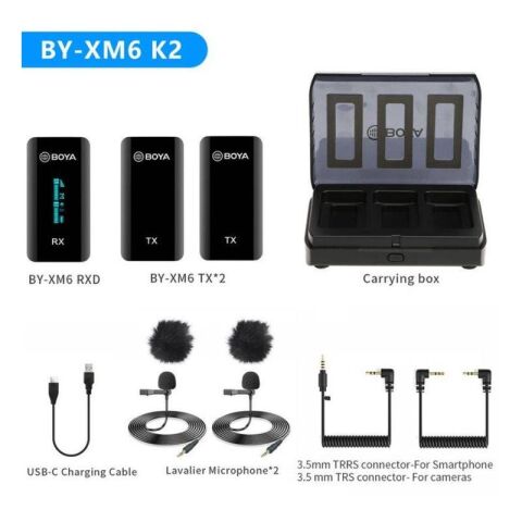 Boya BY-XM6-K2 Ultra Kompakt İkili Kablosuz Yaka Mikrofon Kiti