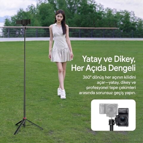 Ulanzi MT-44 149cm 2si 1 Arada Hızlı Açılır Selfie Çubuğu Tripod Telefon Kamera Uyumlu - 2502E
